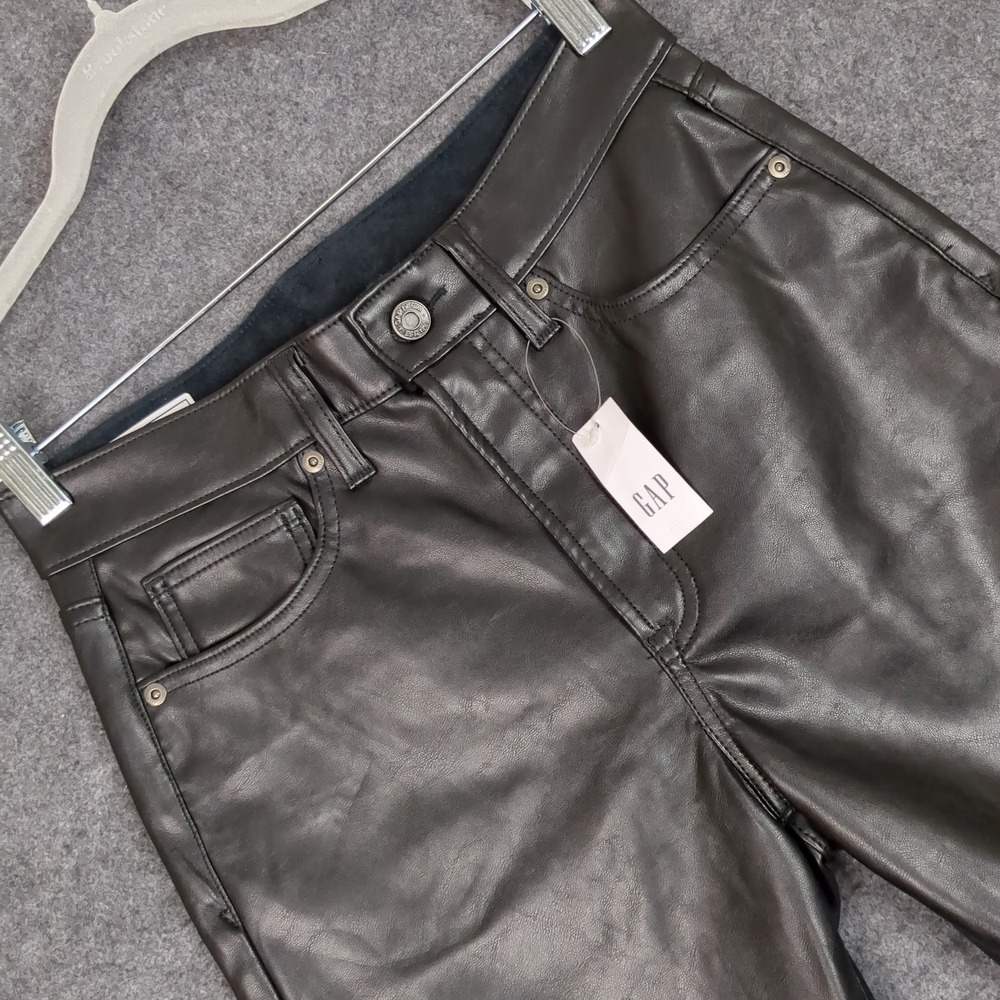 GAP Vintage Slim High Rise Faux Leather Pants Brown 28 6R New